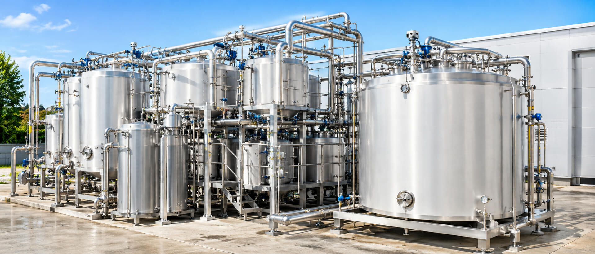 Stainless steel water reprocessing machinery and cleanroom tanks